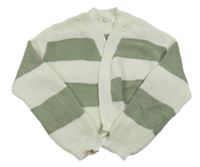 Khaki-bílé pruhované svetrové bolerko Shein