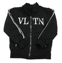 Černá propínací mikina s nápisem 