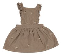 Starorůžová manšestrová laclová sukně s kytičkami F&F