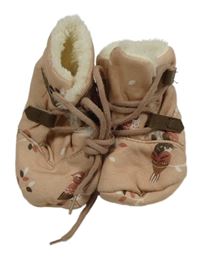 Pudrové zateplené šněrovací capáčky 