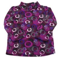 Purpurová fleecová mikina se vzorem a stojáčkem 