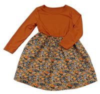 Rezavo-černé šaty s kytičkami 