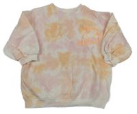 Bílo-růžovo-oranžová batikovaná mikina Next 