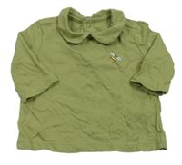 Olivové triko s límečkem a včelkou Tchibo