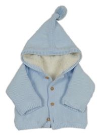 Světlemodrý propínací zateplený svetr s kapucí Matalan