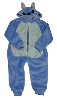Modro-světlemodrá plyšová kombinéza s kapucí - Stitch