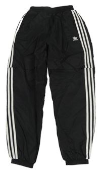 Černé šusťákové sportovní kalhoty s logem Adidas