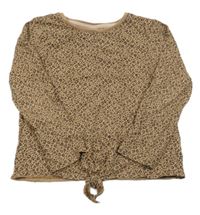 Béžovo-hnědé vzorované triko se zavazováním Tu