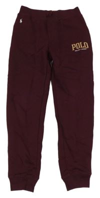 Vínové cuff tepláky s logem Ralph Lauren 