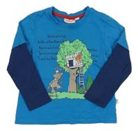 Modro-tmavomodré triko se zvířátky a nápisy Liegelind 