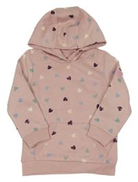 Světlerůžová mikina se srdíčky a kapucí Topolino