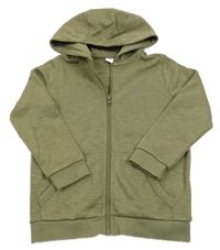 Khaki propínací mikina s kapucí Tu