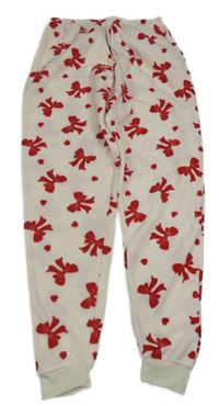 Bílé fleecové kalhoty s mašličkami 