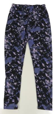 Fialovo-černé vzorované sportovní legíny Y.F.K.