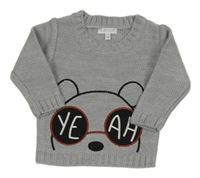 Šedý svetr s medvídkem Kimadi