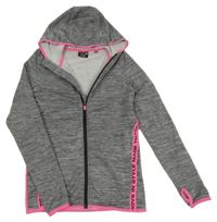 Šedá melírovaná propínací sportovní mikina s kapucí Ergeenomixx