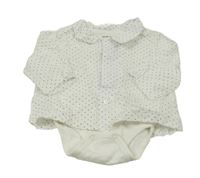 Bílé puntíkované košilové body Vertbaudet 