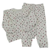 2set - Bílá mikina s kytičkami + tepláky Primark