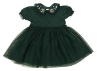 Tmavozelené síťované šaty s kytičkami Mamas&Papas