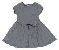 Tmavomodro-bílé proužkované bavlněné šaty Topolino 