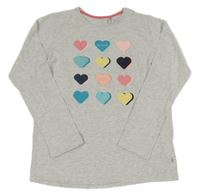 Šedé melírované triko se srdíčky zn.Obaibi
