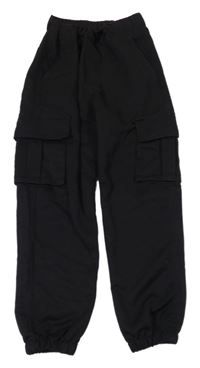 Černé cargo cuff kalhoty 
