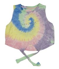 Barevný batikovaný crop top s logem a uzlem Sonneti