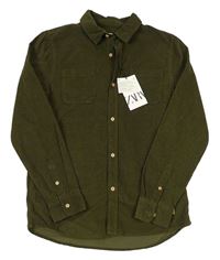 Khaki manšestrová košile ZARA