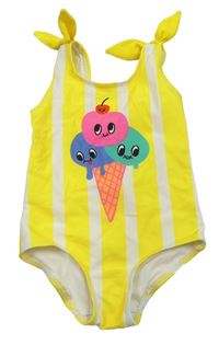 Žluto-bílé pruhované jednodílné plavky se zmrzlinkou H&M