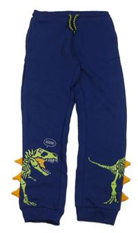 Tmavomodré tepláky s kostrou dinosaura a ostny zn. Kiki&Koko