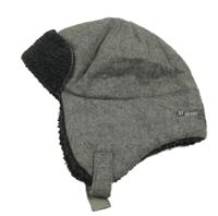 Šedá melírovaná vlněná zateplená beranice s číslem Next