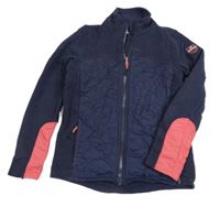 Tmavomodro-jahodová prošívaná funkční jezdecká bundomikina FOuganza