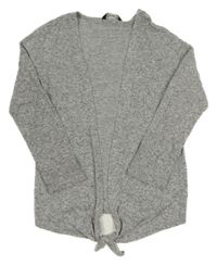 Šedo-bílý melírovaný úpletový cardigan s uzlem George