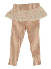 Skořicovo-bílé pruhované legíny se sukní s větvičkami 