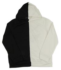 Černo-bílá mikina se smajlíkem a kapucí SHEIN