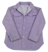 Levandulová huňatá zateplená košilová bunda s límečkem St. Bernard