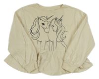 Smetanová tepláková tunika s jednorožci H&M