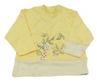 Nové - žluto-smetanová mikina se žirafou a tygrem a větvičkou BABYSANA