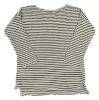 Světlešedo/bílo-černé pruhované melírované triko H&M