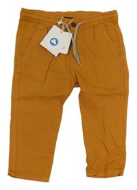 Nové - hořčicové melírované chino lněné kalhoty mayoral