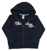 Tmavomodrá propínací mikina s logem a kolem a kapucí OLD NAVY