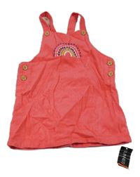 Nové - jahodové manšestrové šaty s duhou St. Bernard