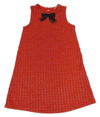 Červeno-stříbrné kostkované teplé šaty s mašlí H&M