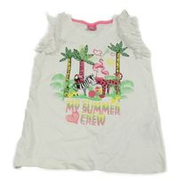 Bílý top se zvířátky a palmami a kanýrky Kiki&Koko