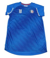 Cobaltově modro-tmavomodrý vzorovaný funkční fotbalový dres Italia a číslem H&M