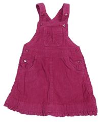 Tmavorůžové manšestrové podšité šaty s volánkem impidimpi