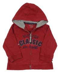 Tmavočervená propínací mikina s nápisy a kapucí Pumpkin Patch