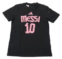 Černé fotbalové tričko - Messi a číslem Adidas