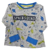Šedo/melírovano-modré pyžamové triko s dinosaury a raketami a roboty C&A