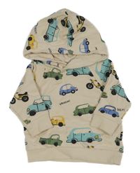 Světlebéžová mikina s auty a kapucí H&M